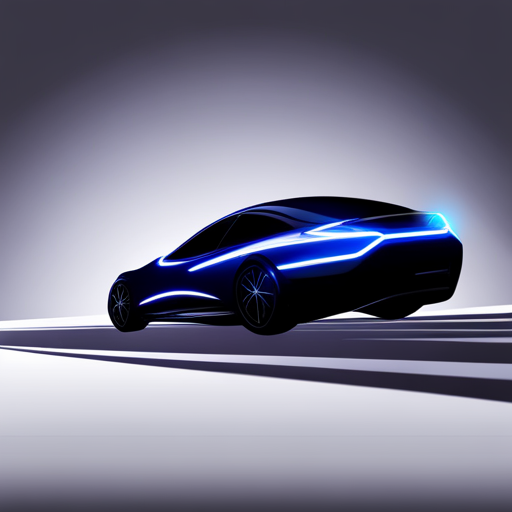 flying car, futuristic, vector, speed, motion, sleek design, high-tech, sci-fi, futuristic city, neon lights, reflection, aerodynamic, metallic finish