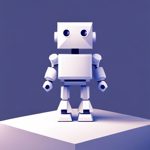 Minimalist, geometric, robot, sculpture, cuteness, simplicity, white space, light sources, low-poly texture, white background