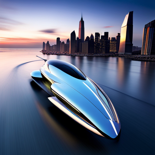 Futuristic design, high-tech sci-fi, AI-controlled vehicle, carbon-fiber components, holographic accents, neon-lit accents, asymmetrical shapes, levitation, jet inspiration, modular and transparent design, fast movement, chrome-plated, electrical, sleek and aerodynamic