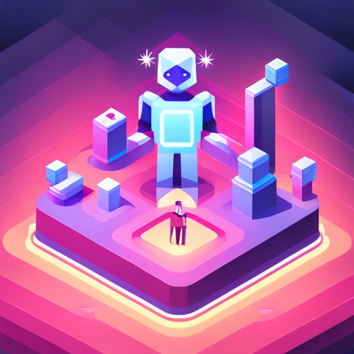 front-facing, tiny, cute, robot, abstract, symbol, logo, white-background, geometric-shapes, low-poly, design, minimalism, contrast, simplicity, isometric, three-dimensional, polygonal, digital, computer-generated, neon, bright-colors, childlike, playful, animated, friendly