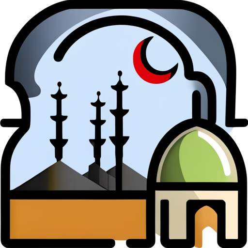 masjid symbol, rounded border, border shadow, clock, time, 04:10, caption, walking distance, location