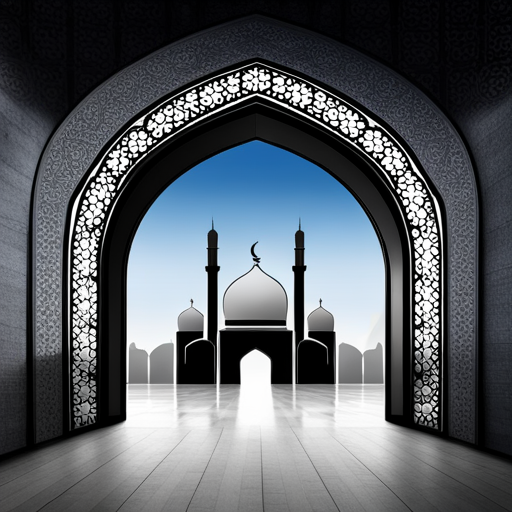 symbolic masjid,rounded border,border shadow,clock,time,04:10,caption,7 minutes walking distance,location