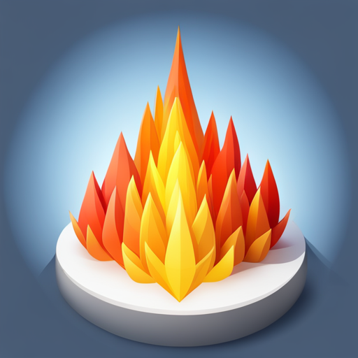 low-poly, fire emoji, icon, white background