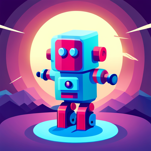 cute, robot, vector art, geometric shapes, low-poly, isometric, bright colors, flat shading