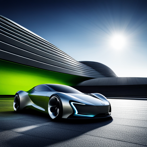 futuristic car, sleek design, aerodynamics, next-gen materials, autonomous driving, sustainable energy, light trails, neon lighting, advanced technology, speed, power, hybrid engine, avant-garde styling