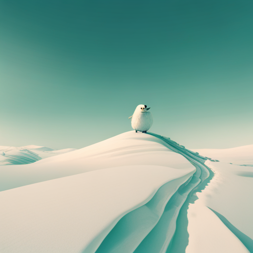 surrealism, winter, playful, graphical, Arctic waddle, animation, looping, sliding, comedy