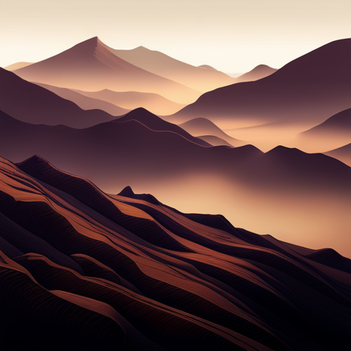 dramatic lighting, rugged terrain, vast horizon, snow-capped peaks, warm tones, muted colors, immersive perspective, natural beauty, atmospheric haze