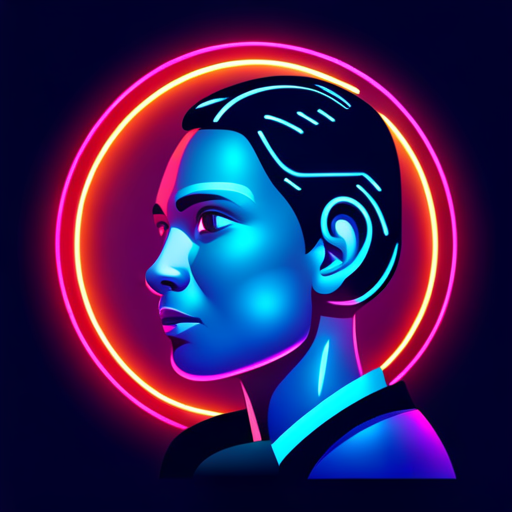 a futuristic artificial intelligence icon, inspired by geometric shapes and neon colors