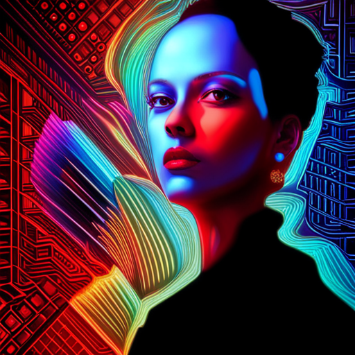 AI programming, singularity matrix, identity, consciousness, vivid colors, abstract shapes, cyberpunk, postmodernism