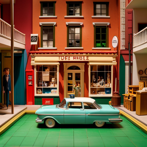 quirky, colorful, symmetric, vintage, whimsical, whimsy, retro, mid-century modern, stop-motion, handcrafted, character-driven, idiosyncratic, stylized, offbeat, absurdist, Wes Anderson, witty, fastidiously designed, extensive diorama sets, detailed mise-en-scene, slow-motion, panning shots, quirky characters, expressive shots, deadpan humor, visually stunning