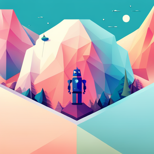 geometric shapes, vectors, polygons, low poly, cute, robot, mechanical, modern, abstract, minimalism, pastel colors