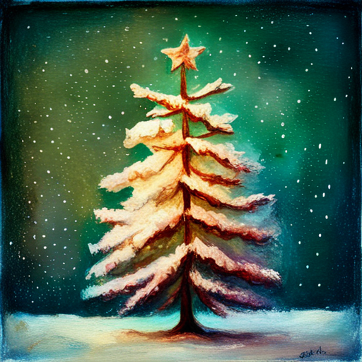 Christmas tree, textured canvas, oil vintage analog-film