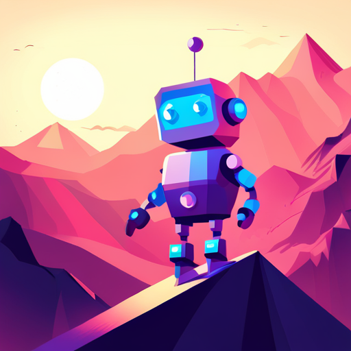 cute, robot, polygonal, geometric shapes, vector, low poly, 3D, animation, mechanical, futuristic, neon, bright colors