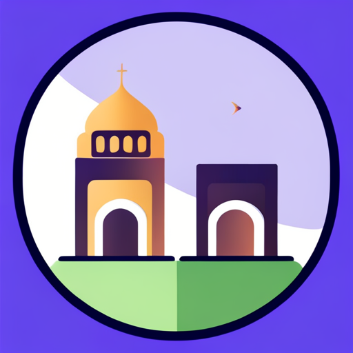masjid symbol, rounded border, border shadow, clock, time 04:10, caption, 7 minutes walking distance, app opening screen