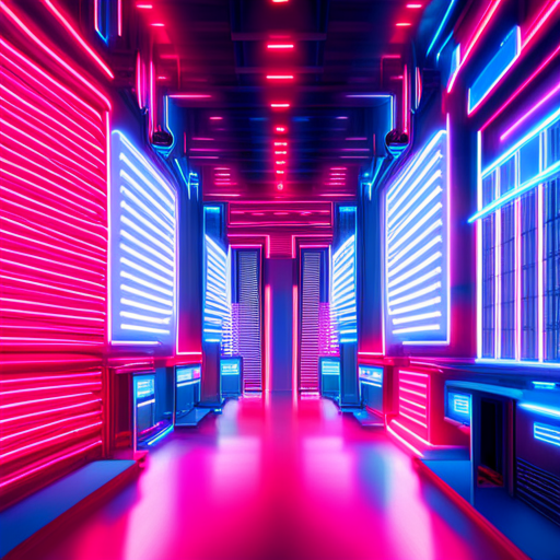 retro-futurism, neon lights, arcade games, futuristic technology, glitch art, cyberpunk, circuit boards, pixelated characters, generative design, gritty aesthetics, sparks, electric blue, fluorescent pink, sci-fi, alternate realities, distorted perspectives, dystopian societies