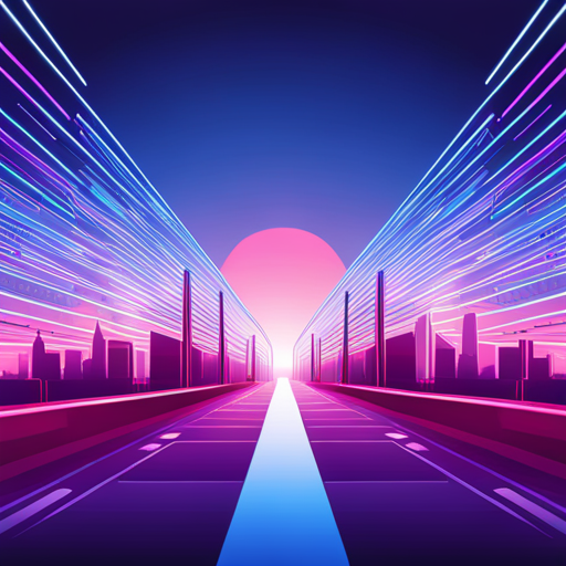 retro-futurism, vector-art, abstract, pastel-colors, geometric-shapes, futuristic, technology, sci-fi, 80s, digital, neon-lights, chrome, neon-pink, vaporwave, glitch art, circuit boards, wireframes, cyberpunk, space travel, artificial intelligence, neon signs, shiny surfaces, computer graphics, Tron, sci-fi movies, robots, digital landscapes, modernism, neon colors, electronic music