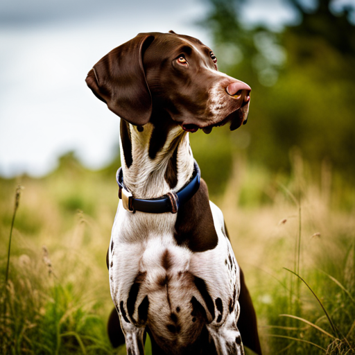 German shorthair pointer, hunting dog, canine, sporting dog, pointer breed, German origin, animal photography, fast, energetic, running, alert, focused, intelligent, outdoors, nature, wildlife, brown and white coat, sleek, muscular, medium-sized, ears, nose, fur, eyes, expressive, loyal, agile, scenting, sniffing, hunting instinct, athletic, powerful, vigorous, active, bird dog, game bird, versatile, nose-to-the-ground, scent trail, gunpowder, gun dog, field work, pointing, retrieving, upland bird hunting, waterfowl hunting, agility trials, obedience training, retrieving trials