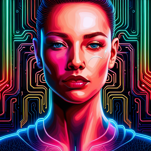Maximalism, AI art, Futurism, Technology, Cybernetics, Magazine design, Glitch art, Pop art, Psychedelic, Neon colors