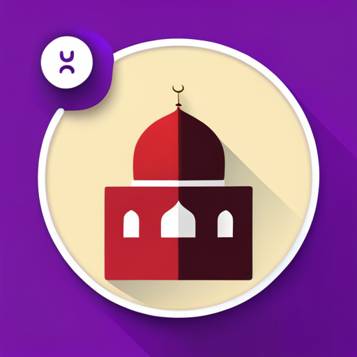 masjid symbol, rounded border, border shadow, time 04:10, caption 7 minutes walking distance, app opening screen