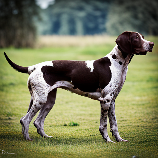 German shorthair pointer, dog breed, domestic pet, hunting dog, animal, canine, German breed, pointer dog, German hunting dog, noble, intelligent, versatile, energetic, athletic, muscular, short coat, liver and white, liver spotted, liver ticked, liver roan, solid liver, large nose, long ears, medium-sized dog, German origin, photographic