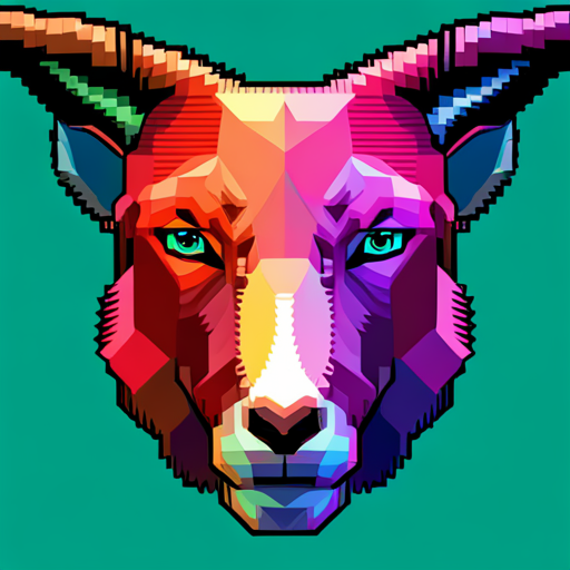 colorful, geometric shapes, abstract, vector art, robot, goat, pop art, glitch art, pixelated, funky