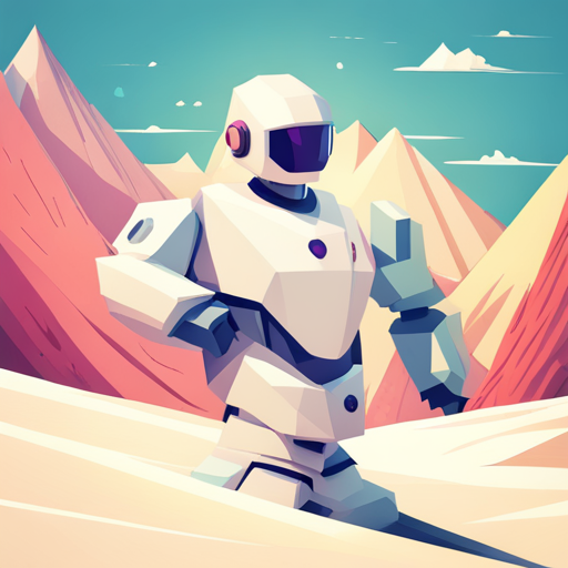 geometric shapes, low-poly, white background, cute, robot