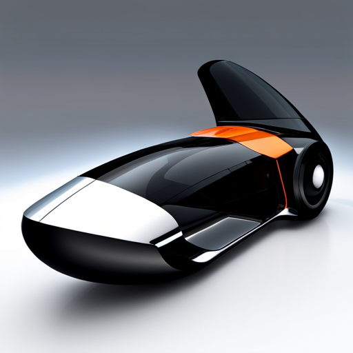 futuristic design, high-tech sci-fi, sleek aerodynamics, AI-controlled vehicle, carbon-fiber components, holographic accents, neon lighting, asymmetrical shapes, levitation, chrome plating, jet inspiration, transparent, modular, fast movement