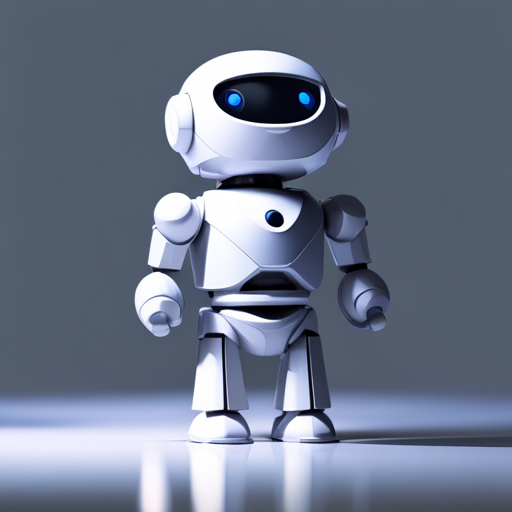 tiny, cute, robot, front-facing view, low-poly, rubber, white background