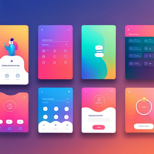 futuristic UI elements, smooth animations, bold typography, minimalistic design, grid layout, vibrant colors, glowing effects, sophisticated interactions, sleek shapes, gradient backgrounds, modern technology, efficient user flow, negative space, monochrome, interface design, user experience, mobile app, graphic design, clean lines, sans-serif fonts, Dribbble style