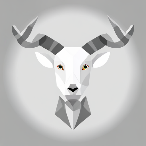 small, geometric shapes, low-poly, goat, antlers, robot, white background, abstract, vector