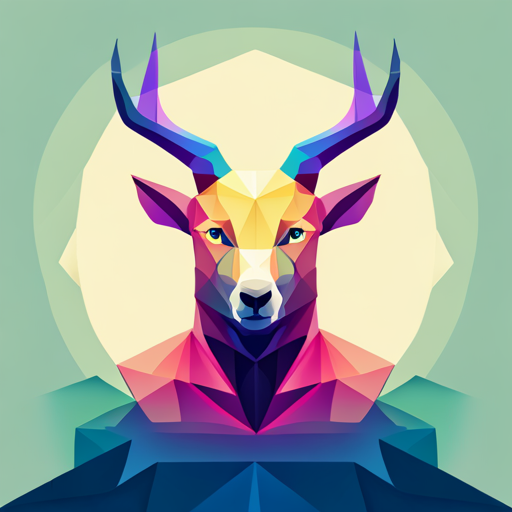 abstract, vectors, geometric shapes, low-poly, small, goat, antlers, robots, technology, future, surrealism