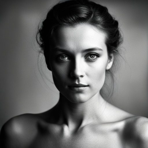 feminine strength, gracefulness, portrait, black and white, soft lighting, emotional expression, beauty, empowerment, contemporary, contrast, delicate features, monochrome, dramatic shadows, timeless elegance, fine art, texture, simplicity