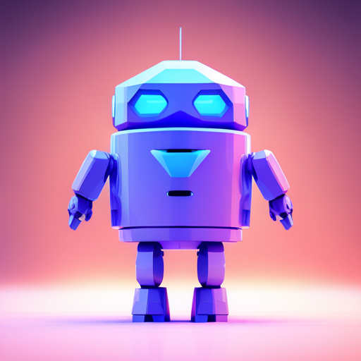 tiny robot, low polygon count, geometric shapes, front-facing, cute, minimalism, white background