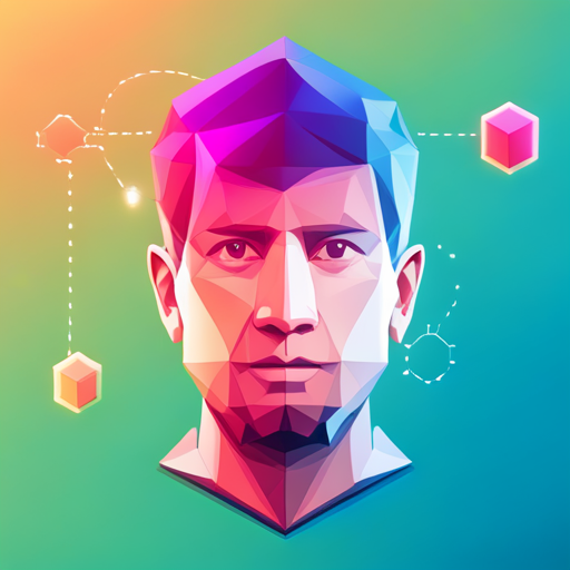 artificial intelligence, news broadcasting, digital signal, mobile app, geometric shapes, low polygon count, colorful gradients