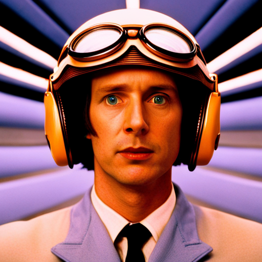 A Wes Anderson-inspired cinematic take on a futuristic world dominated by AI technology