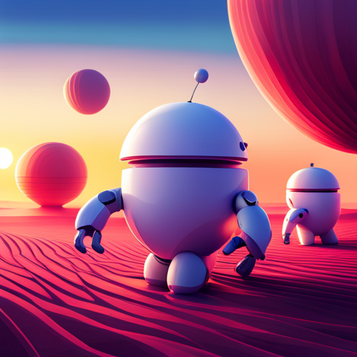 cute robots, low-poly modeling, rubber textures, front-facing, adorable, simplistic design