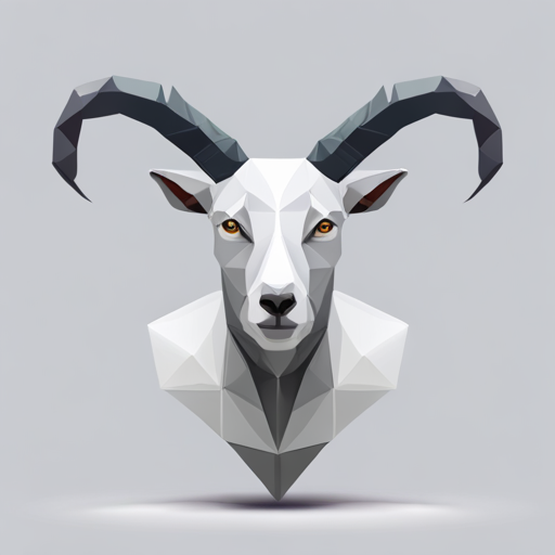 abstract, vector, low-poly, geometric shapes, small, goat, antlers, robot, machine, white background