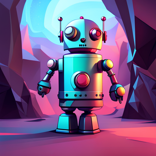 adorable, miniature, mechanical, android, low-poly, geometric, rubber, front-facing view