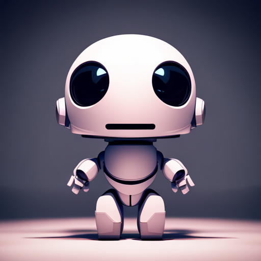 adorable, miniature, mechanical, android, low-poly, geometric, rubber, front-facing view