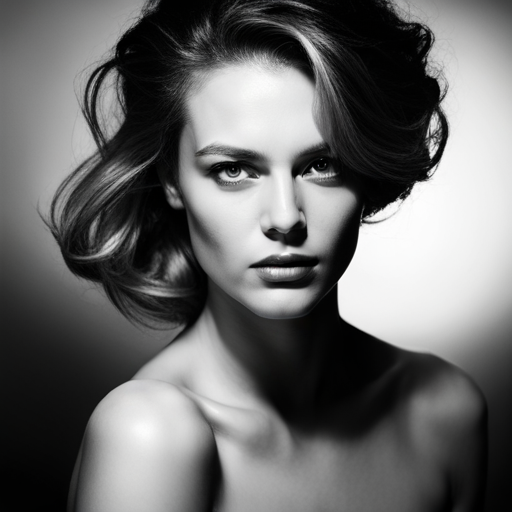 feminine strength, gracefulness, portrait, black and white, soft lighting, emotional expression, beauty, empowerment, contemporary, contrast, delicate features, monochrome, dramatic shadows, timeless elegance, fine art, soft focus, vintage, classic, facial features, simplicity