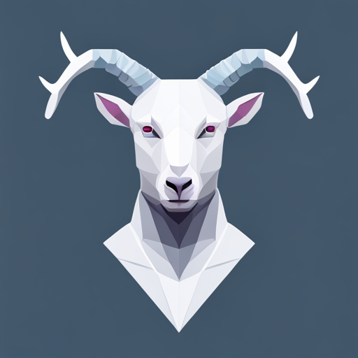 geometric shapes, abstract, vector, low-poly, 3d modeling, small scale, goat, antlers, robot, white background, textured, minimalism