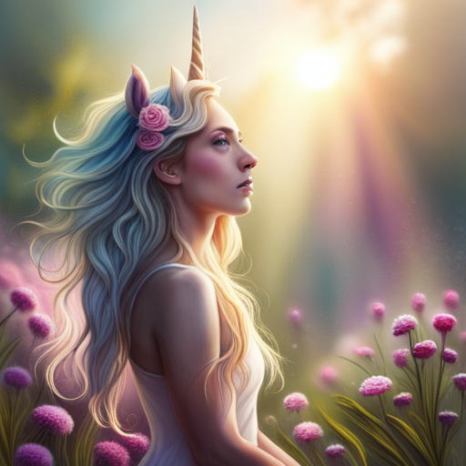 unicorn, flower, mythical creature, magical, fantasy, ethereal, vibrant, whimsical, surreal, dreamlike, enchanted, fairy tale, mystical, mystical creature, horned horse, mythical beast, majestic, mystical land, nature, floral, fantasy world, mythical realm, colorful, magical realism, mythical being