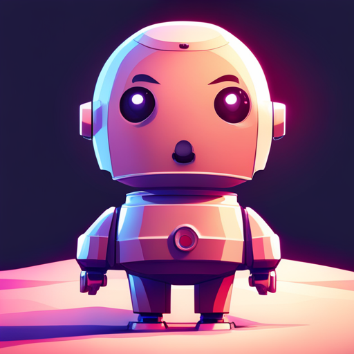 rubber, cute, robot, low-poly, front-facing, blocky, geometric shapes, primary colors, toy-like, simplified design, playful, minimalistic