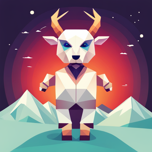 abstract, vectors, geometric shapes, low-poly, small, goat, antlers, robots, technology, future, surrealism