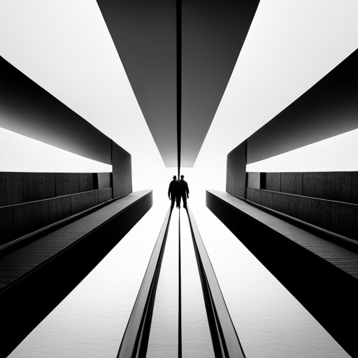 minimalism, geometric shapes, symbolism, balance, negative space, monochromatic, contrast, symmetry, thin lines