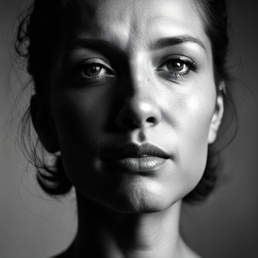 feminine strength, gracefulness, portrait, black and white, soft lighting, emotional expression, beauty, empowerment, contemporary, contrast, delicate features, monochrome, dramatic shadows, timeless elegance