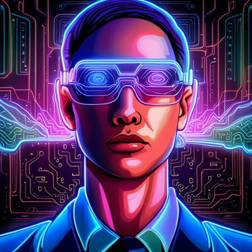 cybernetic, neural network, algorithmic transcendence, neon lights, futuristic technology, artificial intelligence, digital augmentation