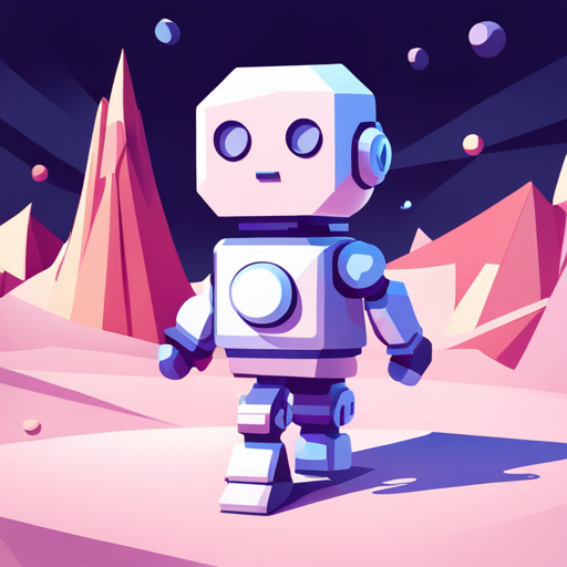 Geometric shapes, minimalism, low-poly, 3D modeling, robots, white background