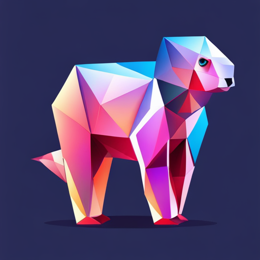 abstract, vector, low-poly, goat, robot, geometric shapes, neon colors, robotic texture, minimalistic, 3D modeling, digital art