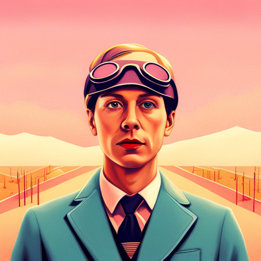 Wes Anderson, retro-futuristic, robotic, color-blocking, isolated characters, pastel colors, vintage technology, quirky, symmetrical framing, whimsical, deadpan humor, artificial intelligence, sci-fi, dystopian future
